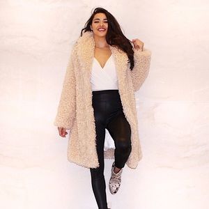 Feeling of Warmth Faux Fur Longline Coat in Sand